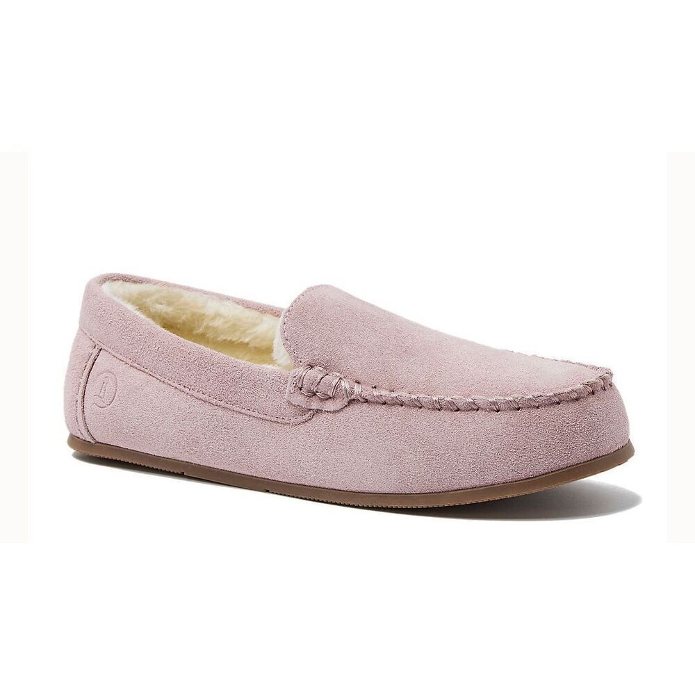 Lands' End Womens Suede Slip On Comfort Moccasin Slippers Pink Size 6‎